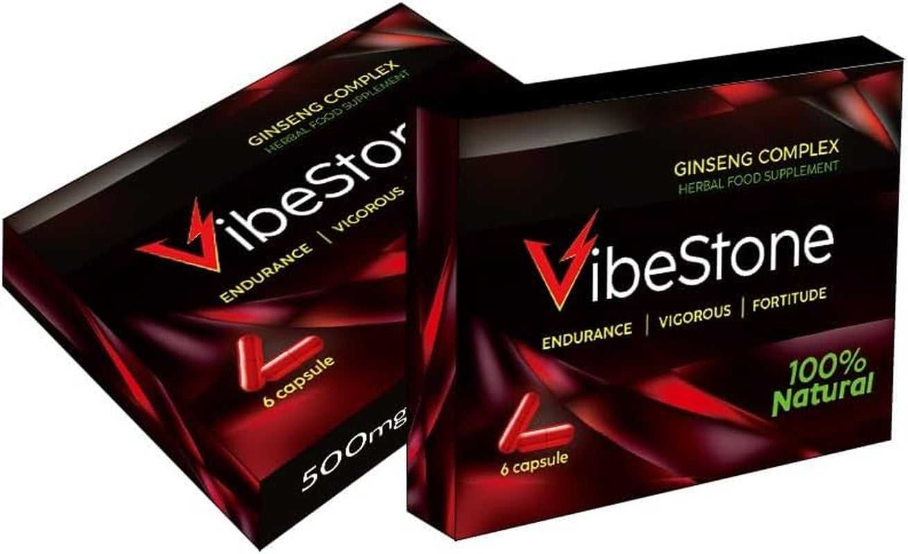 VIBESTONE Red-New Stronger for Longer Formula for Men - Ultra Strong Performance Enhancing Pills, Stamina Endurance Booster RED Supplement Pills for Men - 6 Ginseng Capsules 500MG