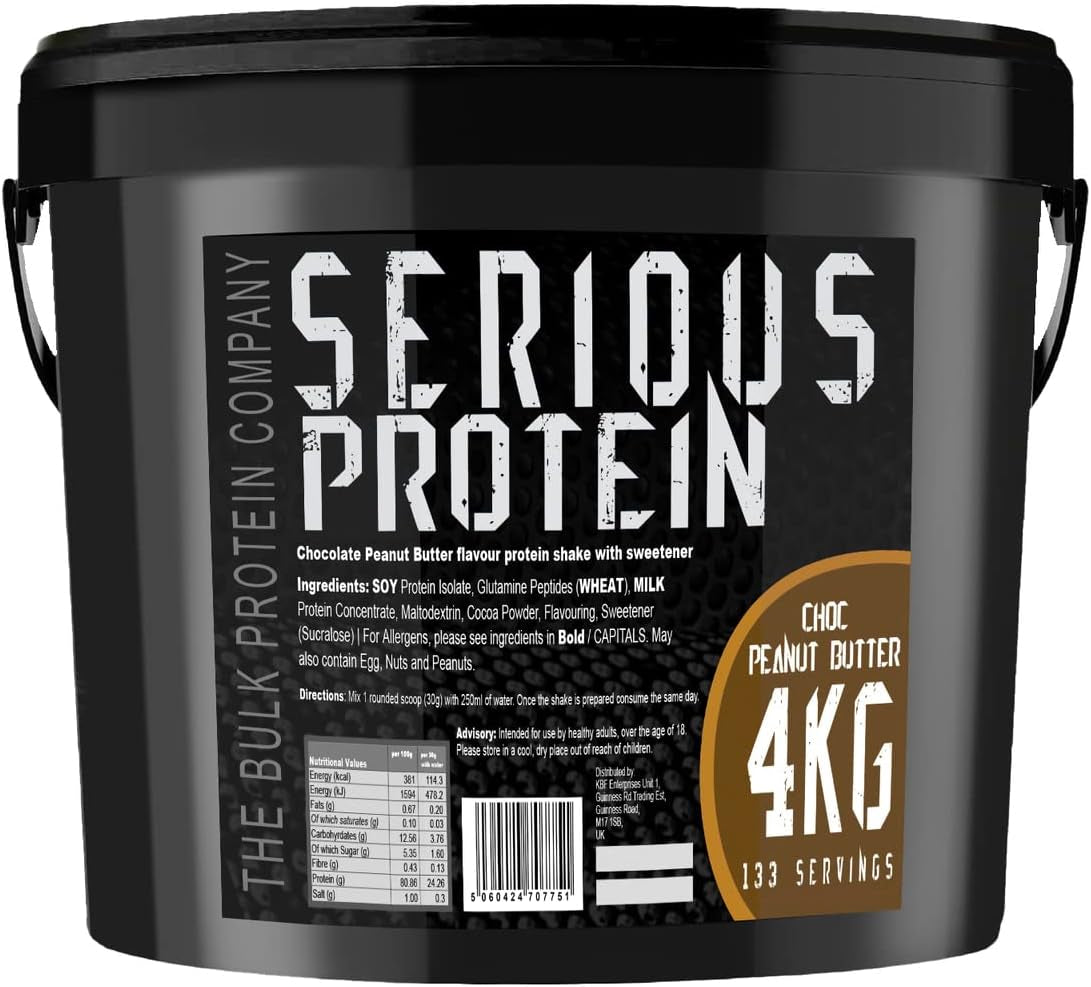 SERIOUS Protein – Protein Powder – 4Kg – Low Carb – Supports Lean Muscle Growth – Recovery Supplement - the Bulk Protein Company - 133 Servings (Banana)