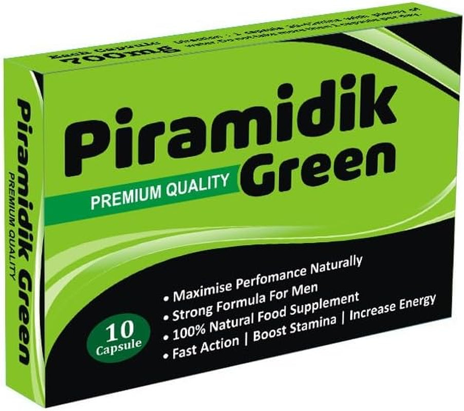 New PIRAMIDIK GREEN - Ginseng Complex - the Most Effective Natural, Powerful and Fast Acting Food Supplement for Men! - (Pack of 10 Capsules)