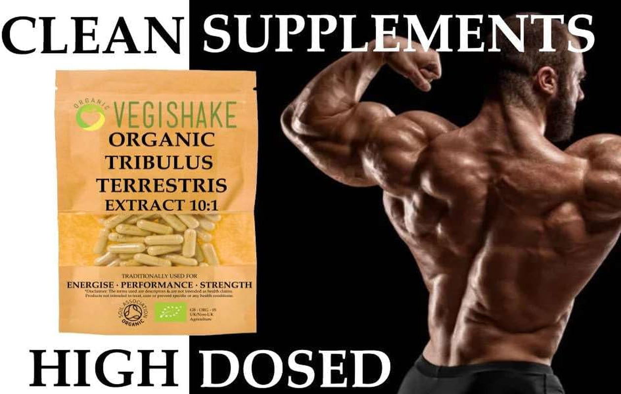 Organic Tribulus Terrestris High Strength for Men | Saponins Supplement | Concentrated Tribulus Terrestris Extract Formula | Natural Testosterone Supplement for Men | Tribulus Powder | 30 Capsules