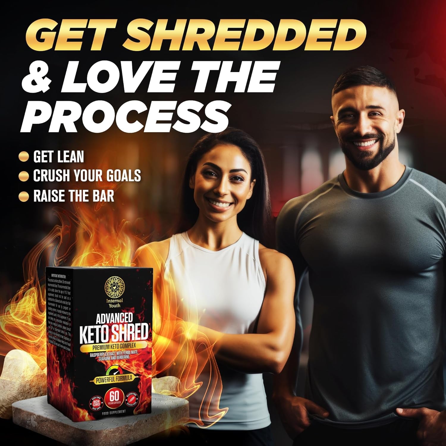 Advanced Keto Shred - 60 High Strength Cutting and Shredding Capsules - Reduce Cravings, Get Shredded and Boost Energy - Vegan Friendly - Gluten Free - Non GMO - Internal Youth