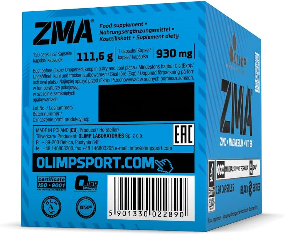 Olimp ZMA - 120 Caps Testosterone Booster Power Energy Strength Muscle Growth Muscle Pump Focus TUTRITION