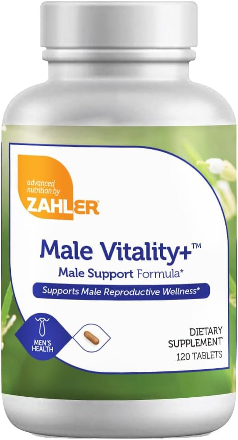 Male Vitality+, Male Fertility Supplements, Male Formula Supporting Energy and Reproductive Wellness, Certified Kosher, 120 Tablets