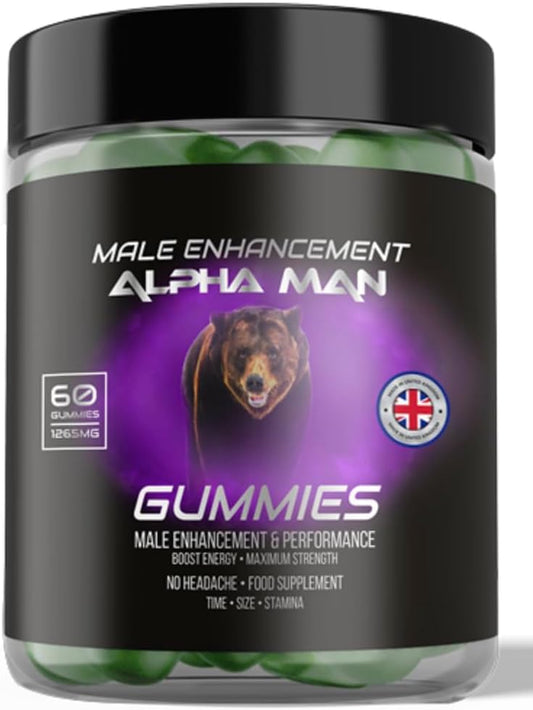 Alpha Man Male Gummies, with Maca, Vitamin B6, B12, Ashwagandha, L-Arginine, Tribulus Terrestris, 60 Gummies