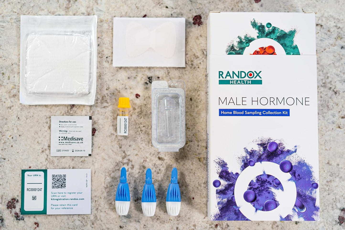 Male Hormone Test | Randox Health | Testosterone Test | Hormone Testing Kit for Men | Testosterone, SHBG, Oestradiol, Prolactin | Personalised Report Included | Health Results in 2-3 Days