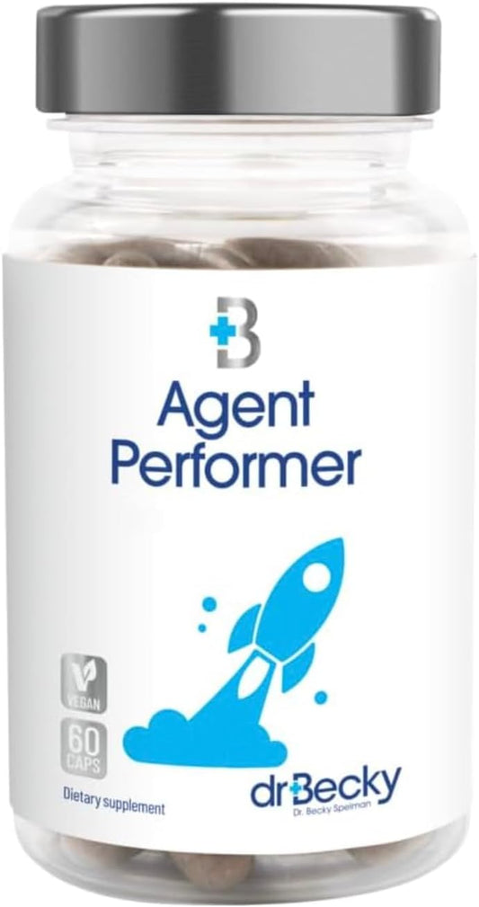 Dr Becky Agent Performer Supplements for Men, Booster & Supplements for Gym, Muscle Growth & Bullking - Vegan - 60 Tablets