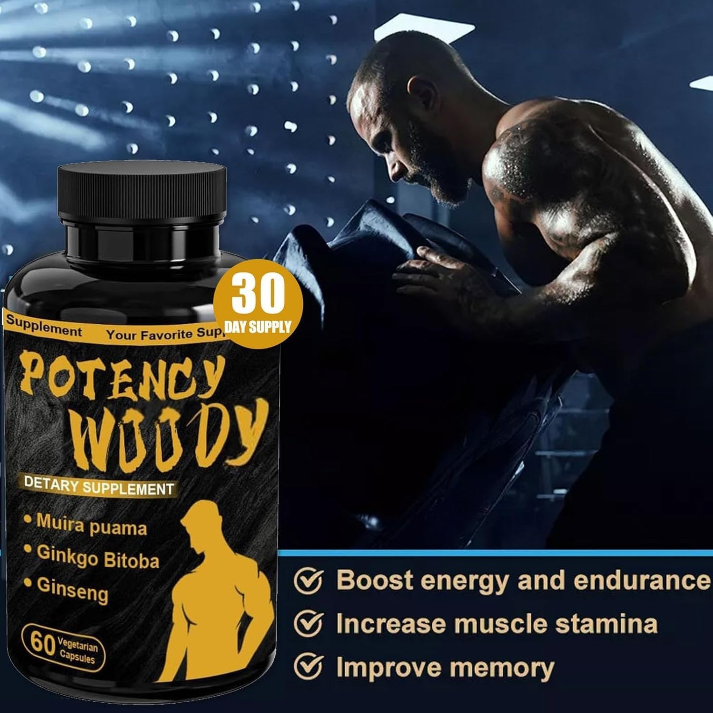 Potency Wood Ginseng Gingko Tribulus, Herbal Supplements,Natural Herbal Supplements,Adaptogen Energy Stamina Immune Antioxidants Gut Health, Energy, Focus Supplement,Supports Digestive Health (1)