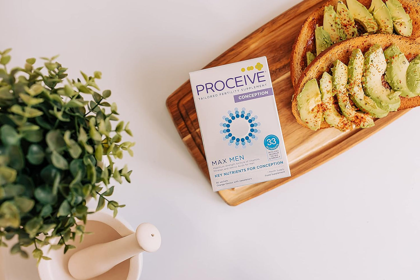 Proceive® MAX Men- Fertility Supplement for Conception - Vitamins & Minerals for Men Trying to Conceive - Selenium, Zinc, Co Q10, Vitamin D - 30 Sachets (1 Month Supply) - Vegan