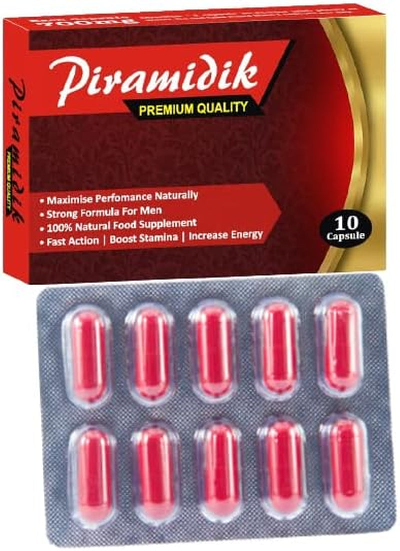 Ultra Strong NEW Piramidik - (10 Pack) New & Effective 700Mg Ginseng & MACA Complex Herbal Supplement for Men - Performance, Energy, Stamina & Endurance, 100% Natural