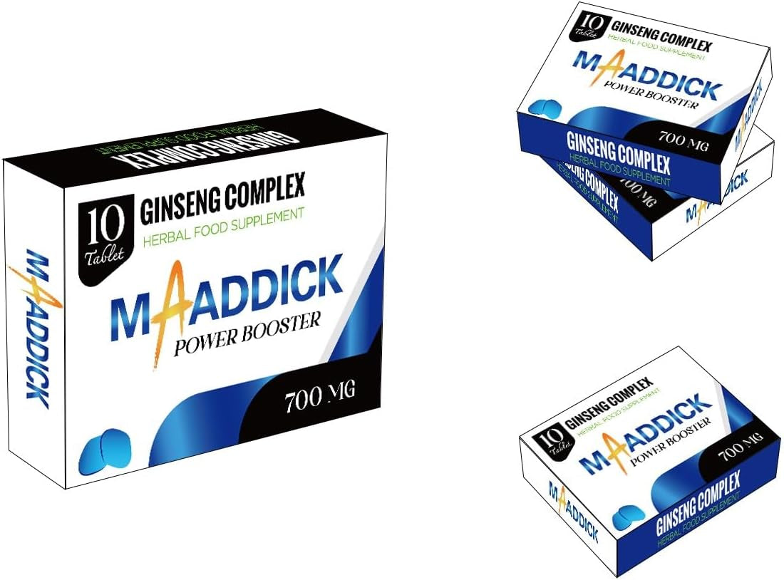 New! Super Extra-Strong MAADDICK® - Ginseng and Herbal Food Supplement for Men. the Most Effective Natural, Powerful and Fast Acting Food Supplement for Men! - (Pack of 10 Tablets)