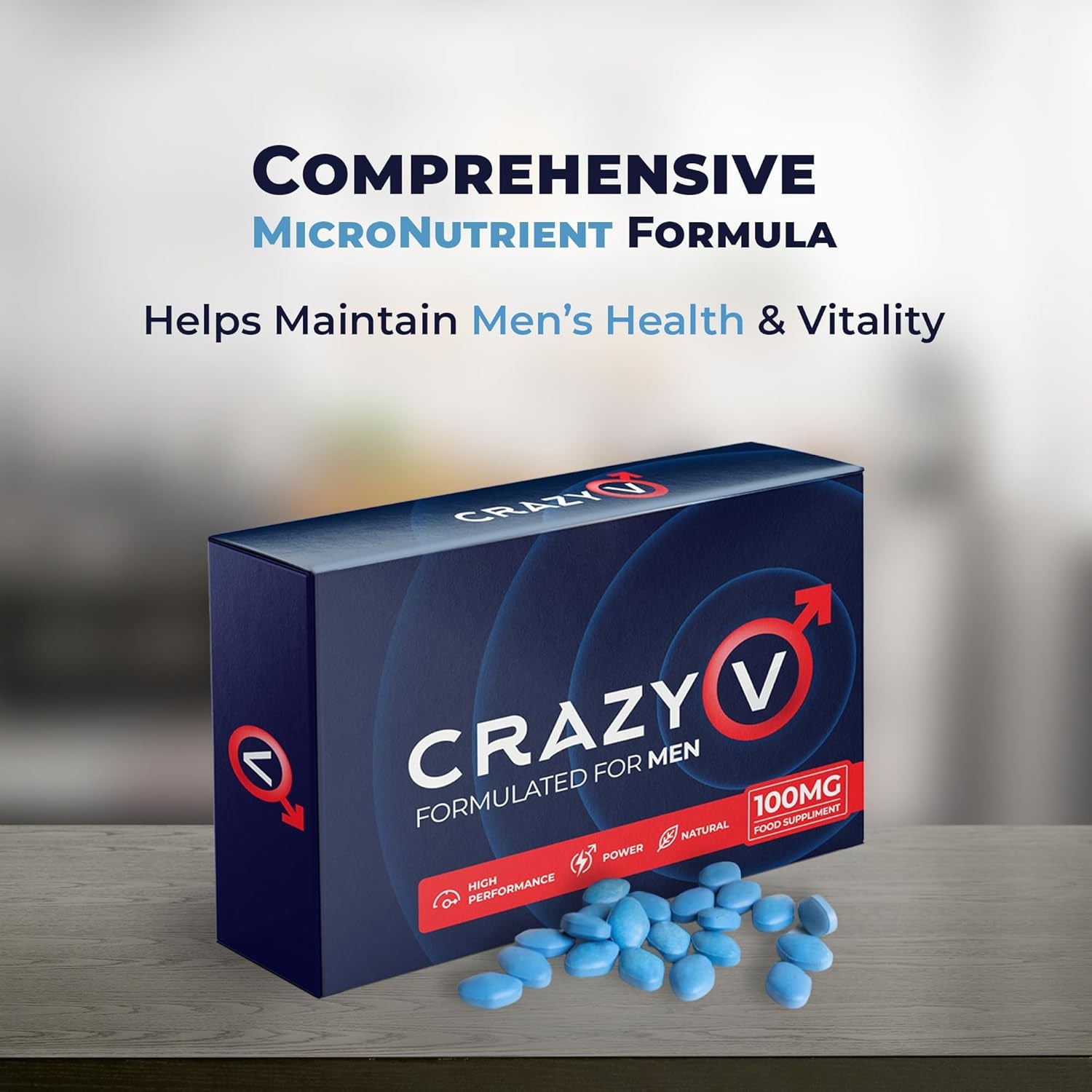 Crazy V Blue Fast-Acting 100Mg Tablets: Strong Performance & Stamina Booster for Men - High Power Pills Endurance & Firmness Enhancing Male Herbal & Food Supplement (20 Count (Pack of 1))