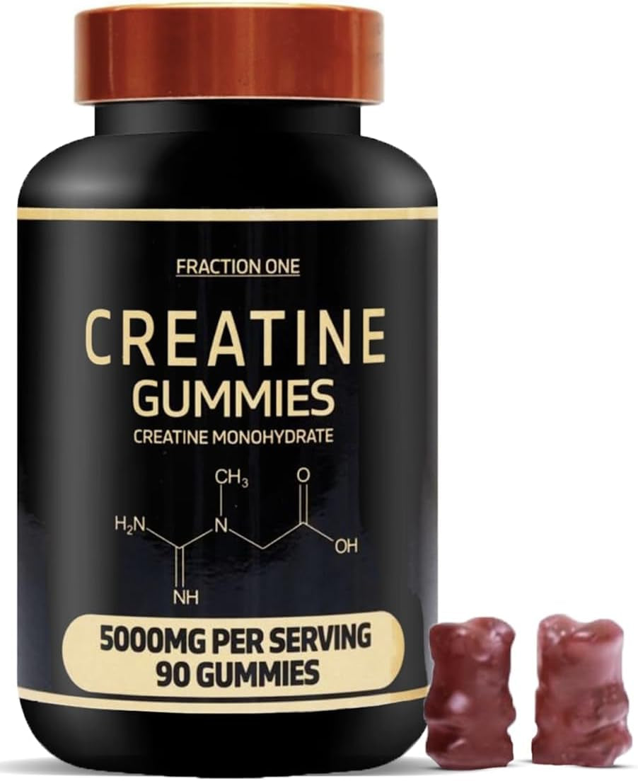 Fraction One Creatine Gummies 5000Mg 90 Gummies 45 Days Supply Creatine Monohydrate Gummies - Berry Flavoured Creatine - Pre Workout Gym Supplement for Men & Women - Vegan Chews Chewable Max Strength