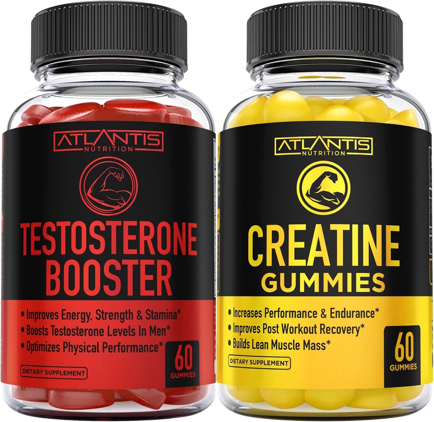 Testosterone Booster 2-Pack (120 Gummies) + Creatine 2-Pack (120 Gummies)