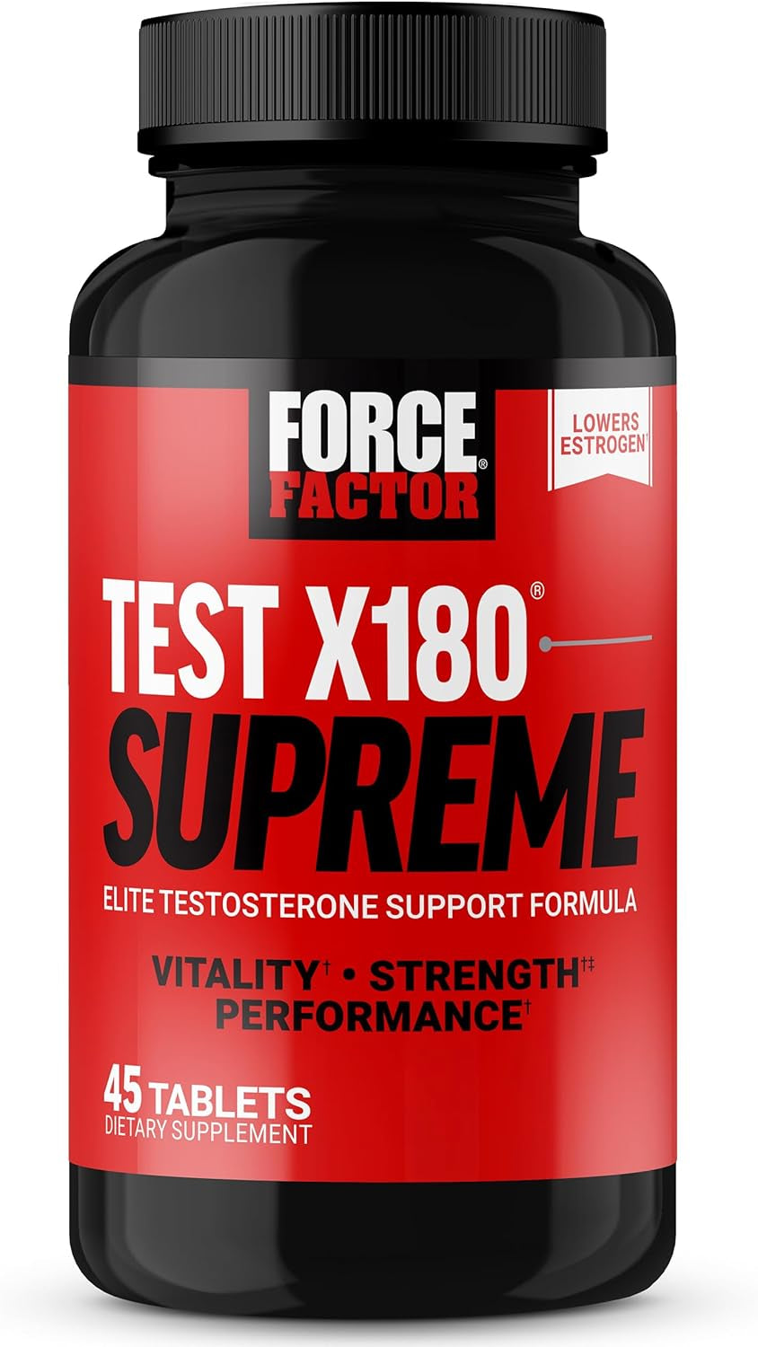 Test X180 Supreme, Men’S Testosterone Support Supplement to Enhance Performance, Lower Estrogen, Support Muscle and Strength, and Boost Male Vitality, 45 Tablets