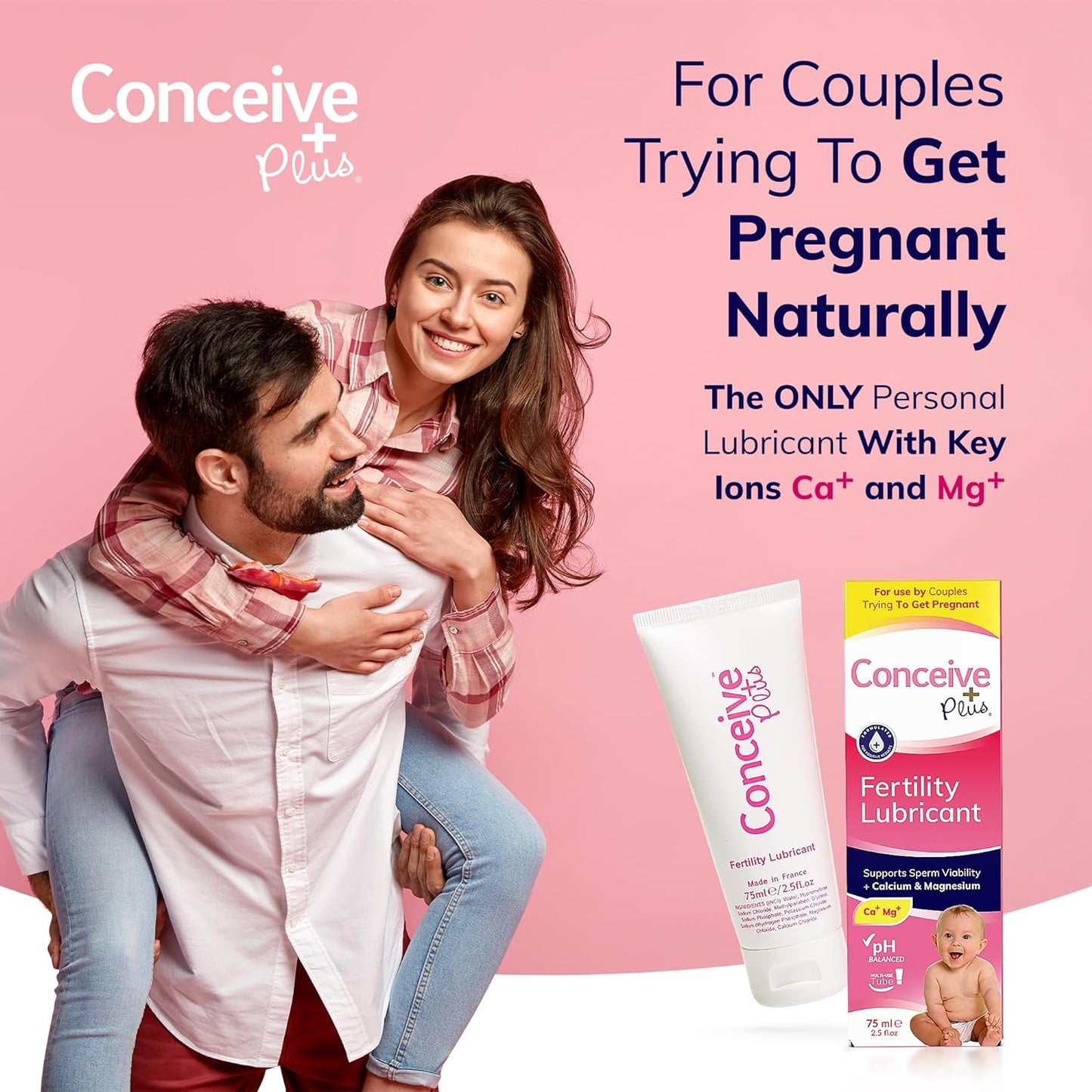 Fertility Lubricant | for Couples Trying to Conceive | Patented Conception Personal Lubricant, Non-Sticky | Key Ingredients and Antioxidants for Sperm Survival | Tube 75ML