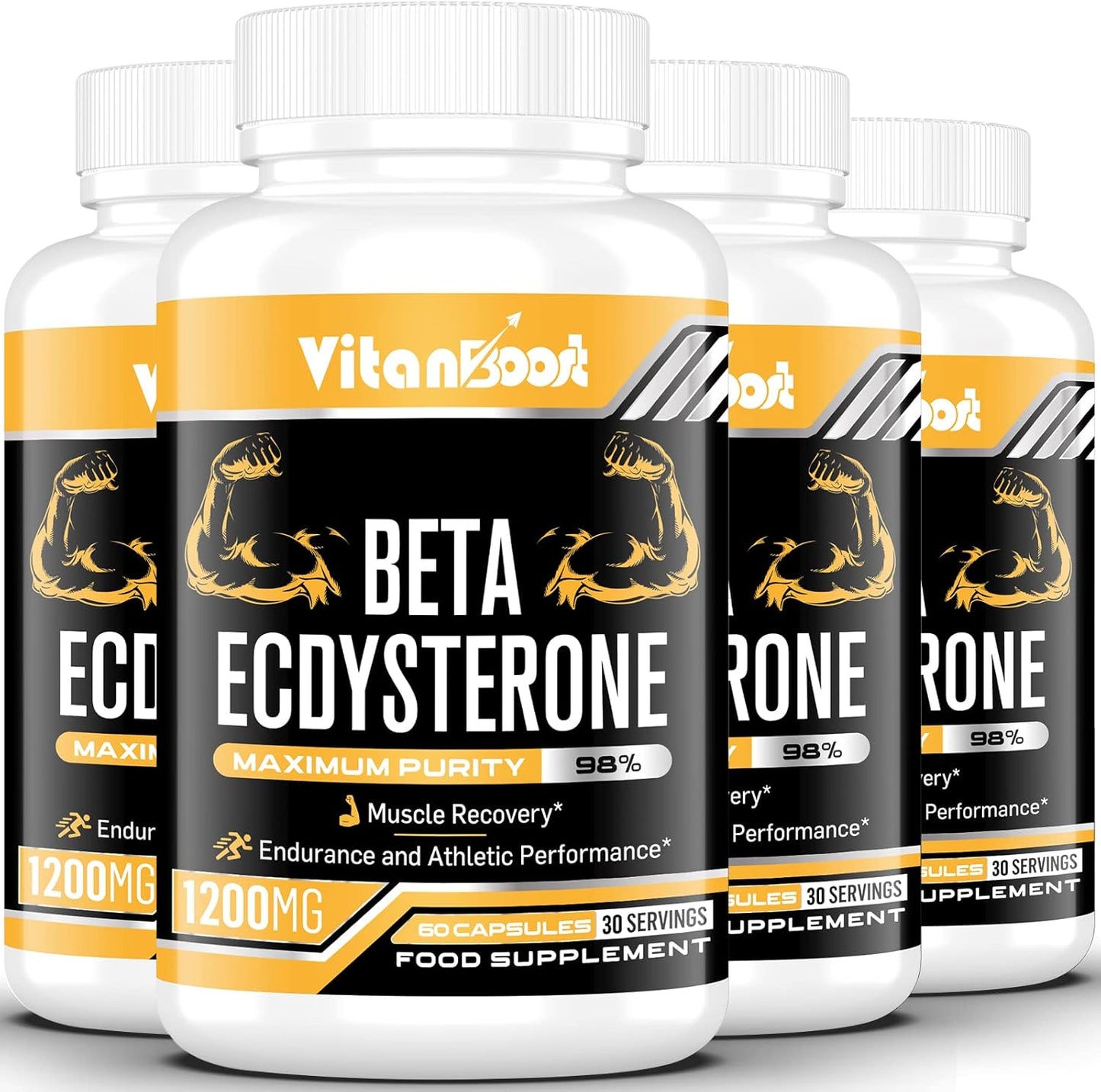 Beta Ecdysterone Supplement 1200Mg | Increases Lean Muscle Mass, Exercise Performance, Strength and Protein Synthesis, 98% Maximum Purity Formulated for Enhanced Absorption 60 Capsules|1 Month Supply