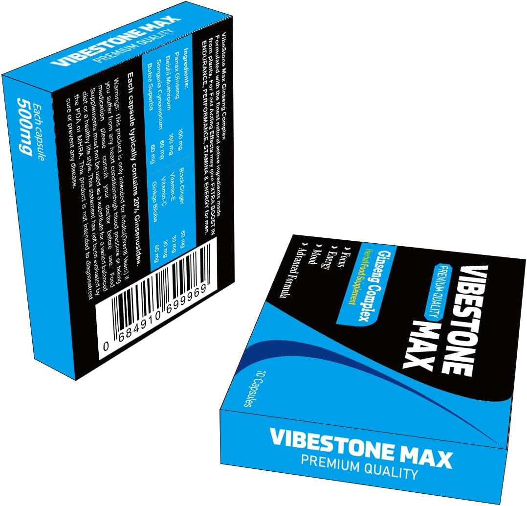 Ultra Strong VIBESTONE MAX™.10 X 500Mg Pills - Herbal Supplement, Performance Enhancing Supplements for Energy, Stamina and Endurance.