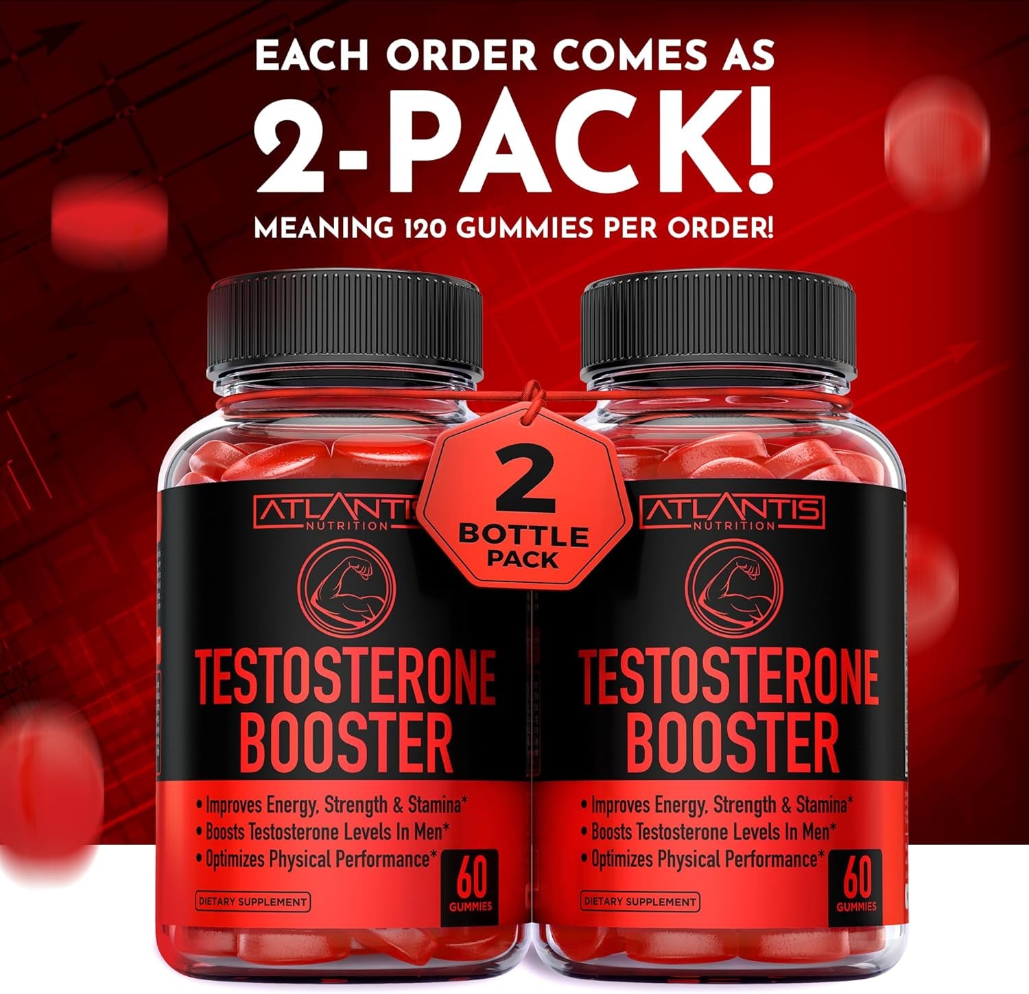 Testosterone Booster 2-Pack (120 Gummies) + Creatine 2-Pack (120 Gummies)