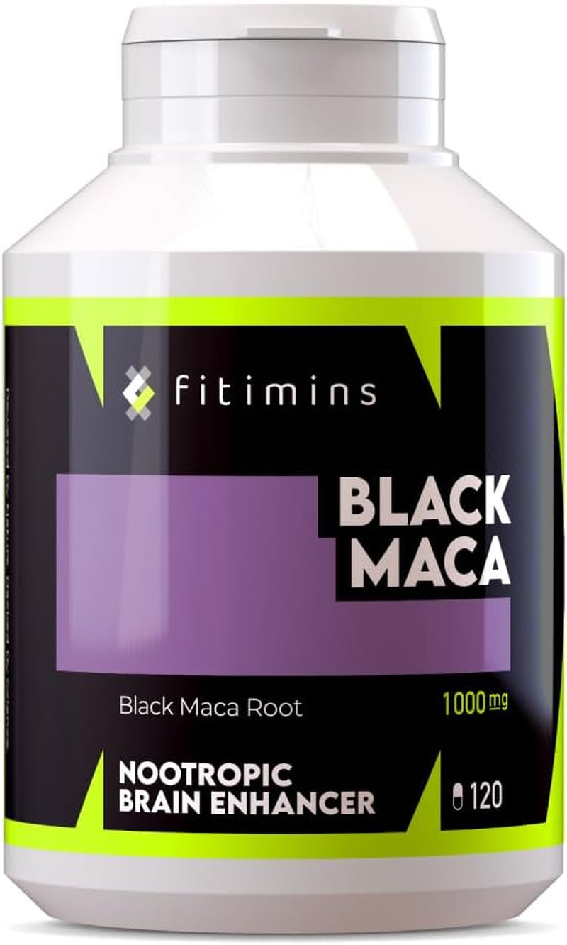 Black Maca Cognitive Nootropic 1000Mg Capsules | Improve Learning, Boost Memory, Uplift Mood | 2-Month Supply | 120 Vegan Capsules