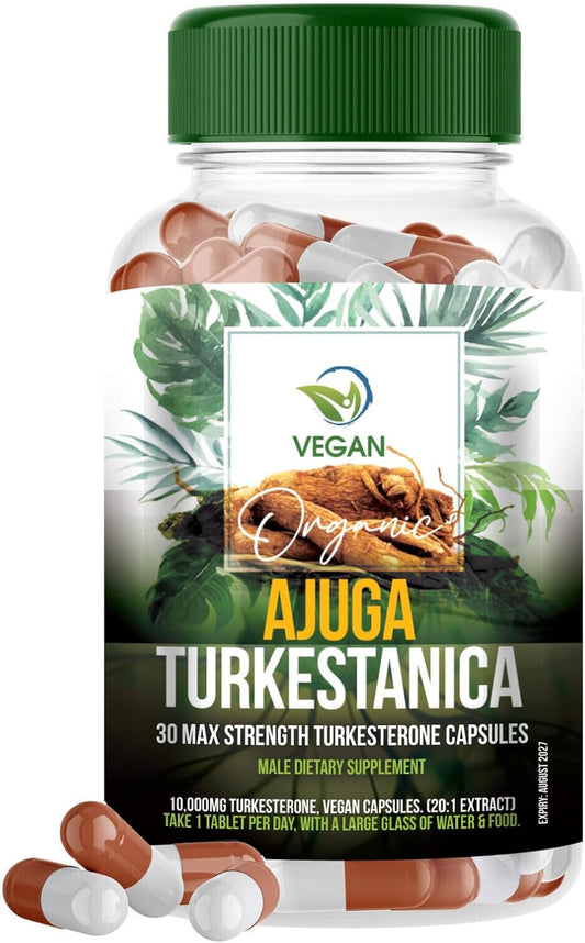 Turkesterone Supplements- Ajuga Turkestanica-Boost Stamina, Performance & Endurance -Testosterone Booster Supplements- Male Enhancement & Growth for Men - Elevate Muscle Growth Capsules X30