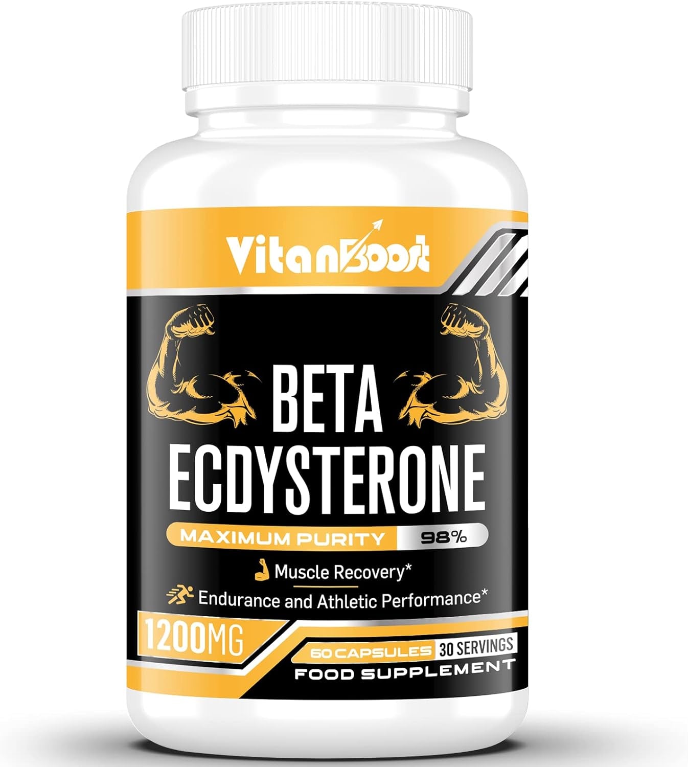 Beta Ecdysterone Supplement 1200Mg | Increases Lean Muscle Mass, Exercise Performance, Strength and Protein Synthesis, 98% Maximum Purity Formulated for Enhanced Absorption 60 Capsules|1 Month Supply