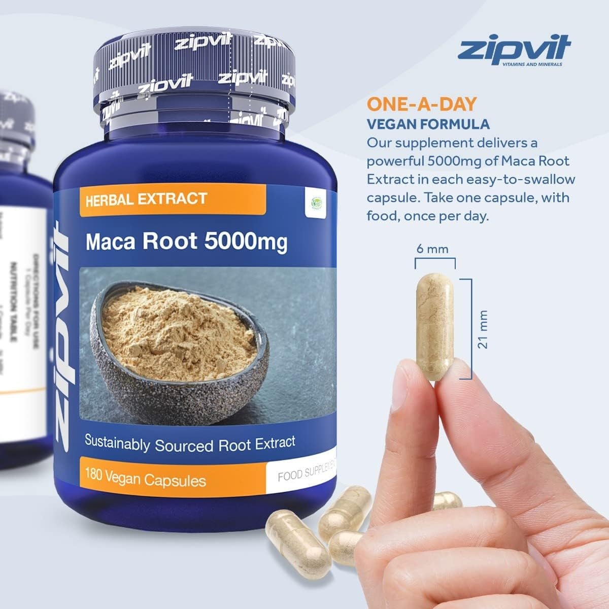 Maca Root Capsules 5000Mg, Black Maca and Yellow Maca Combination High Strength Maca Root Powder Extract. 180 Vegan Capsules, 6 Months Supply. Vegetarian Society Approved.