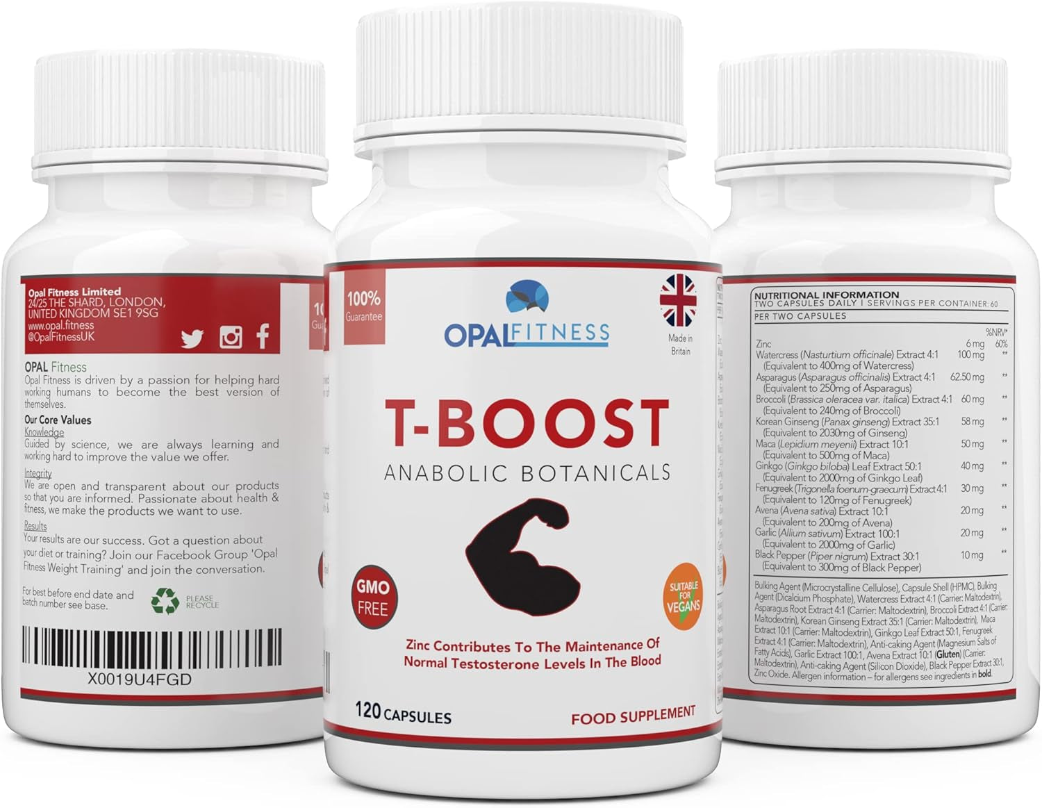 Testosterone and Libido Booster for Men by  - Anabolic Male Enhancing Vegan Capsules with Maca Root, Ginkgo Biloba, Korean Ginseng - Reduce Stress & Cortisol - Produced in the UK - 120 Capsules