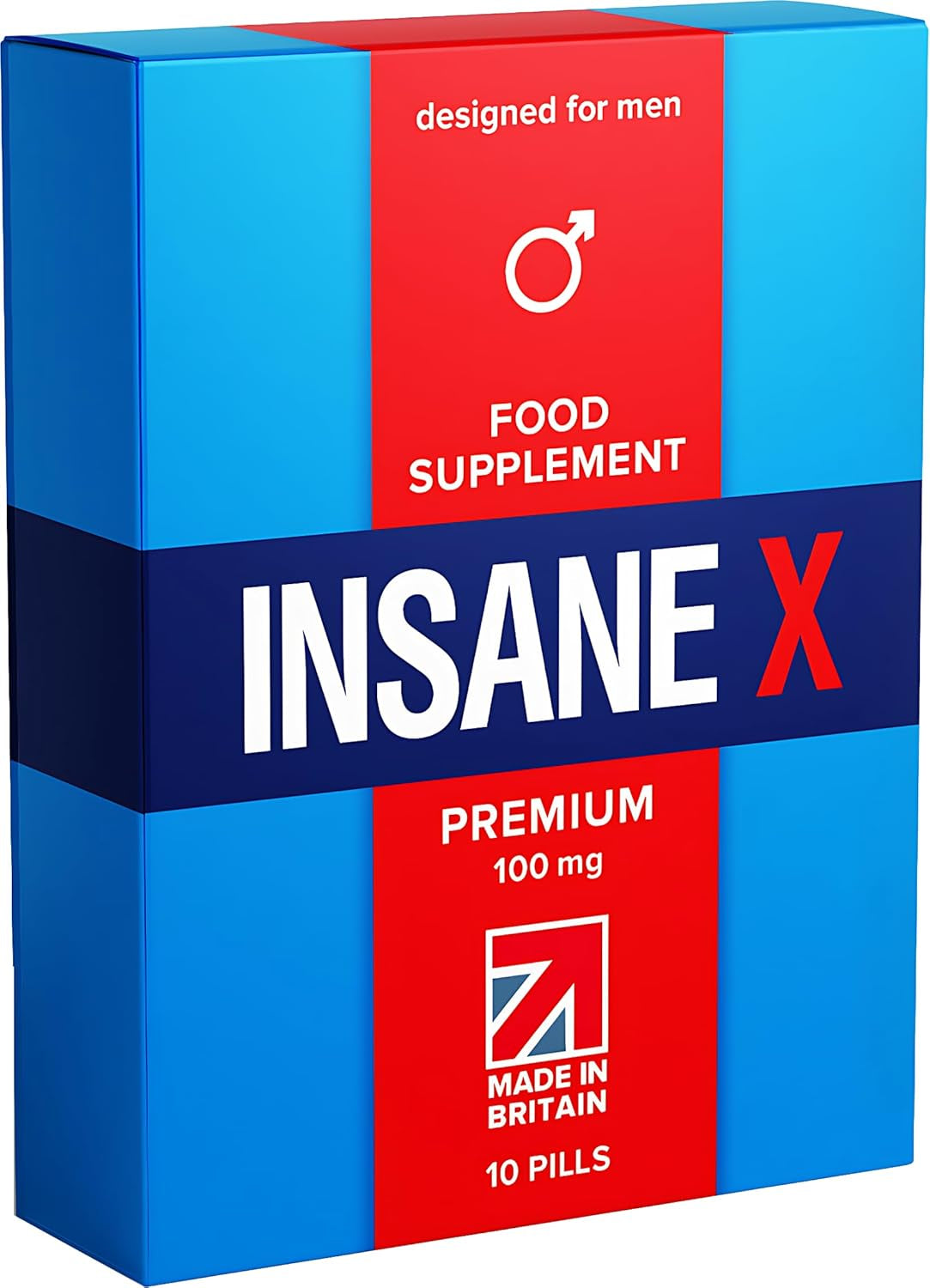 10 INSANE X Premium - Extra Strong Pills for Men UK - Natural Fast-Acting Ginseng Tablets for Men - for Enhanced Performance