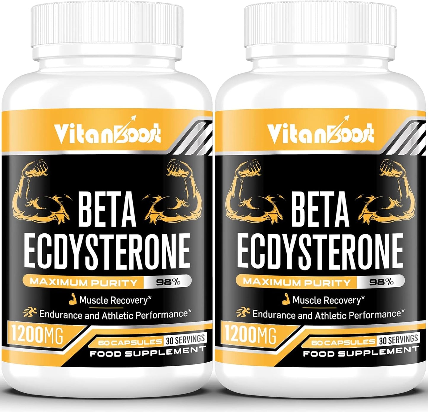 Beta Ecdysterone Supplement 1200Mg | Increases Lean Muscle Mass, Exercise Performance, Strength and Protein Synthesis, 98% Maximum Purity Formulated for Enhanced Absorption 60 Capsules|1 Month Supply