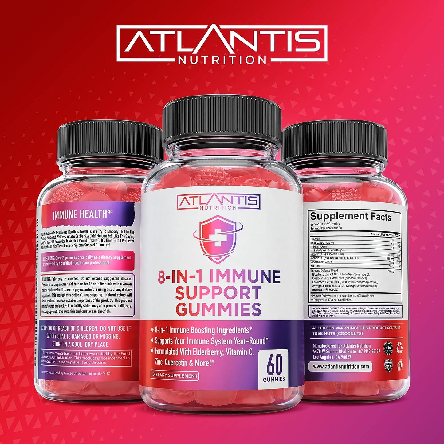 8-In-1 Immune Support 60 Gummies + Testosterone Booster 2-Pack (120 Gummies)