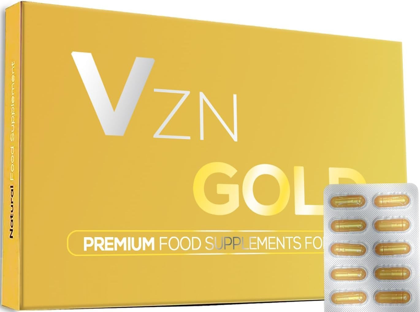 Gold - Strong and Fast Acting Effect - (10 V Capsules/Tablets) - Supplement Pills for Men UK - Panax Ginseng Root - Powerful & Fast Performance - Stay Harder for Longer Made for Viazene