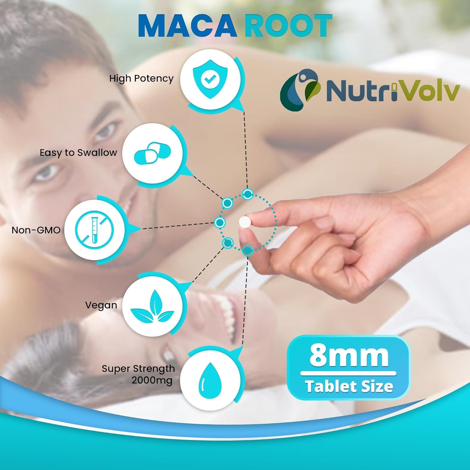 Nutrivolv Maca Root Supplement 2000Mg - High Strength Libido & Sex Drive Booster for Men & Women - Fertility, Energy, & Endurance Support - 120 Tablets