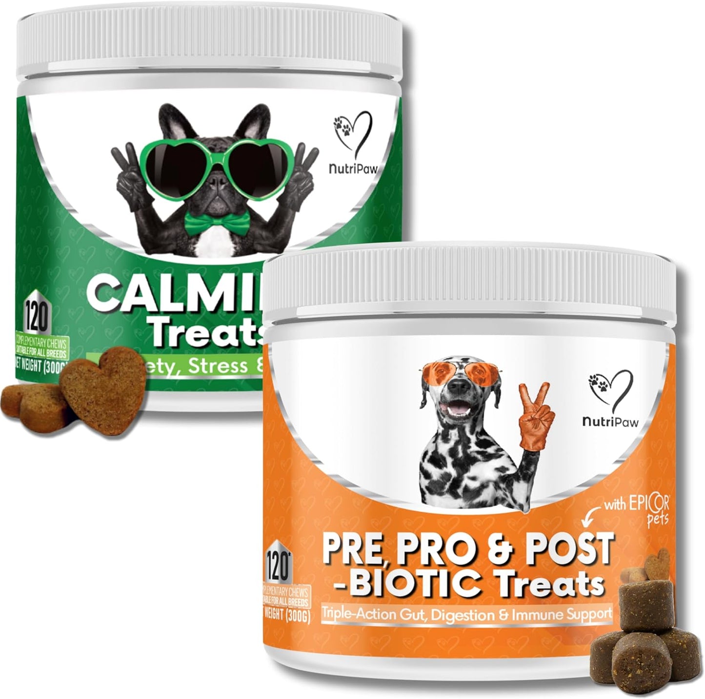 Nutripaw Calming Treats for Dogs - Reduce Stress, Fear, Separation Anxiety, Barking, Hyperactivity, Reactivity, Aggression, Travel Issues - Relaxation without Drowsiness Dogs