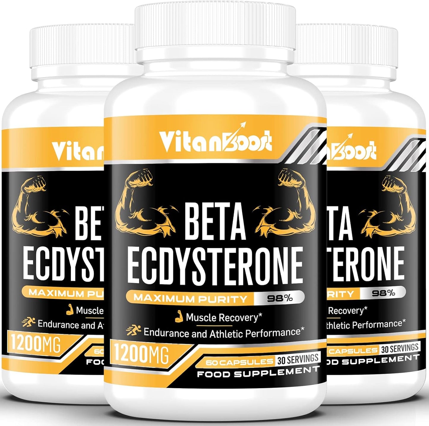 Beta Ecdysterone Supplement 1200Mg | Increases Lean Muscle Mass, Exercise Performance, Strength and Protein Synthesis, 98% Maximum Purity Formulated for Enhanced Absorption 60 Capsules|1 Month Supply