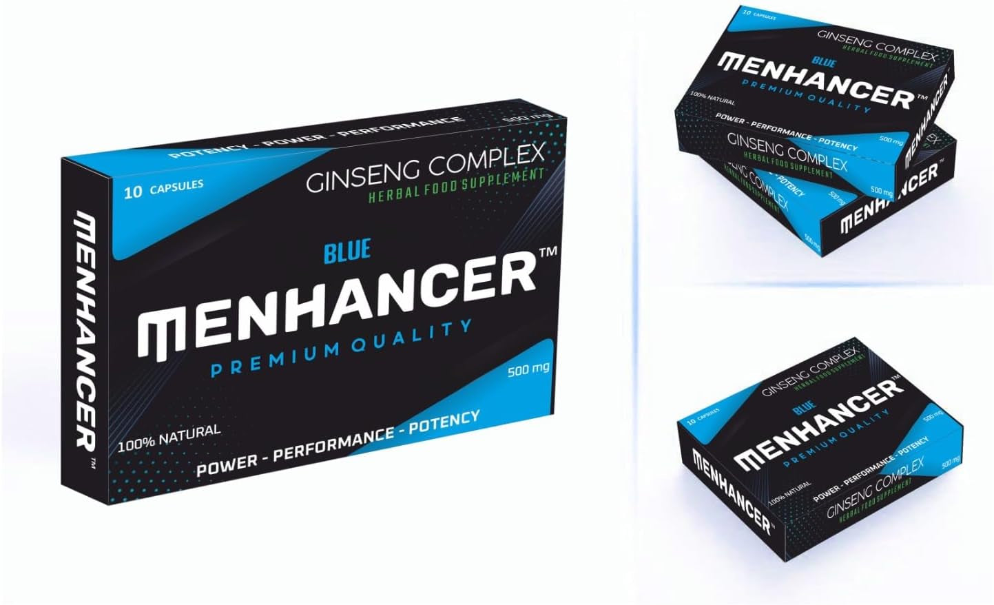 MENHANCER™ - Enhance Your Performance - Extra Strength Performance Enhancing Pills, Stamina Endurance Booster Blue Supplement Pills for Men - 10 Ginseng Capsules