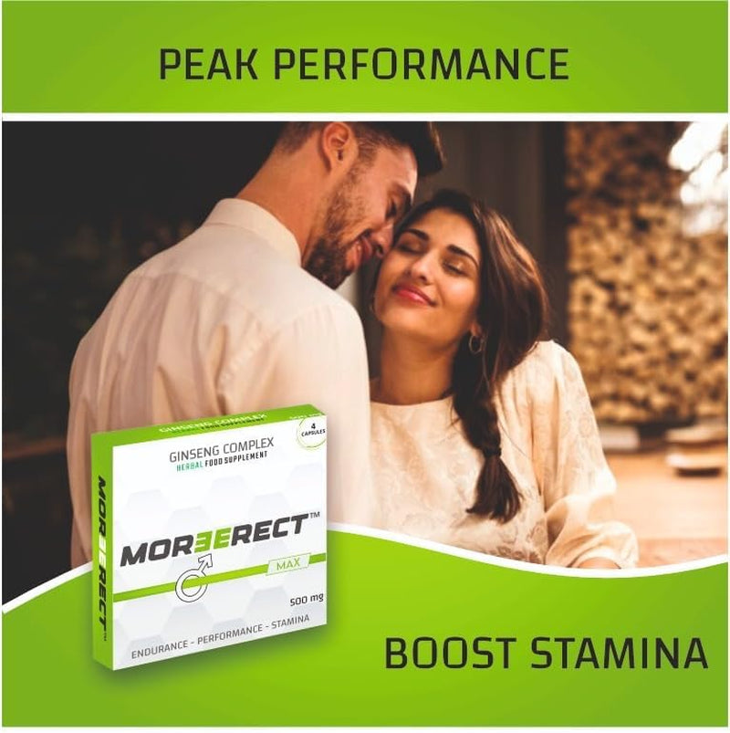 MOREERECT™ MAX - Stronger and Longer for a Confident Performer - Advanced Performance Enhancing Pills, Stamina Endurance Booster Green Supplement Pill for Men - 4 Ginseng Capsules