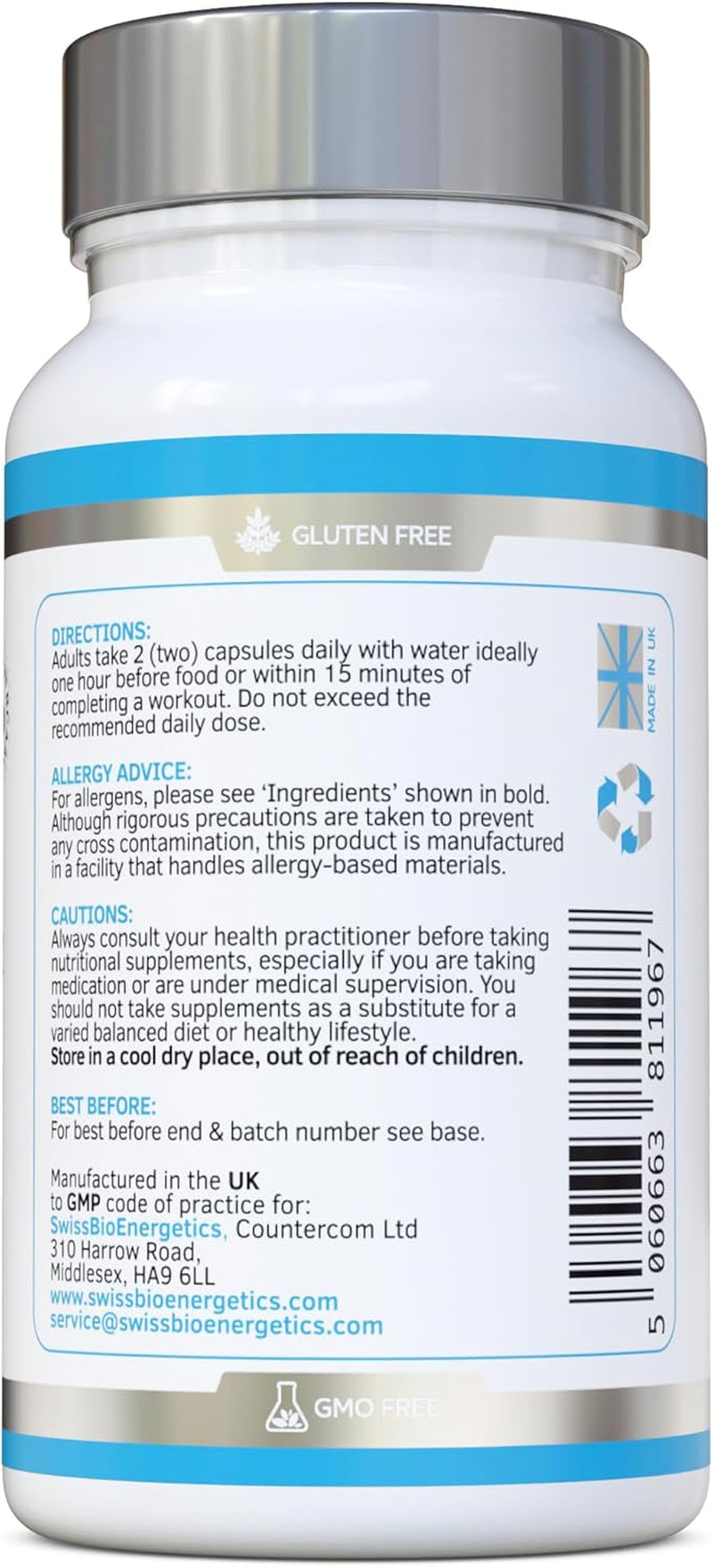 Total Amino Boost - Full Spectrum - All 20 Amino Acids Including All Bcaas -120 Vegan Capsules with Free Form Pre-Digested Amino Acids with Advanced Coenzyme Support. No Additives - UK Made