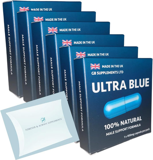 6 X Ultra Blue (New Formula) High Strength Tablets Bundle, 100% Natural Supplement for Men! Stamina, Sex Drive, Libido, Enhancement & Endurance Support - Maca, Korean Ginseng & More