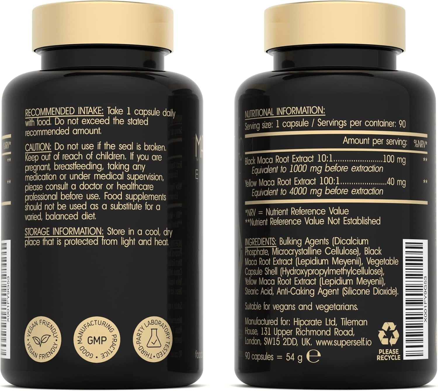 Maca Root 5000Mg - Maca Root Capsules for Women & Men - High Potency Herbal Booster - Black & Yellow Macca Root Powder Extract - 90 Maca Tablets - British Made High Strength Supplement