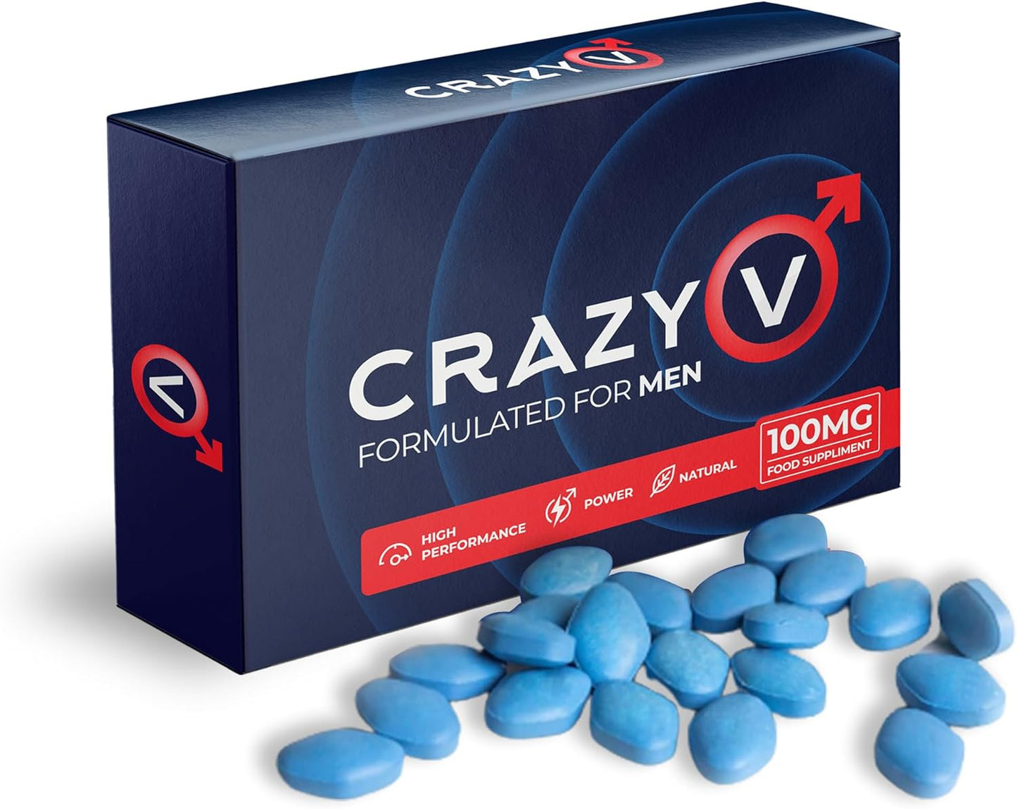 Crazy V Blue Fast-Acting 100Mg Tablets: Strong Performance & Stamina Booster for Men - High Power Pills Endurance & Firmness Enhancing Male Herbal & Food Supplement (20 Count (Pack of 1))