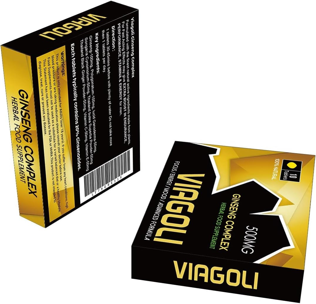 New VIAGOLI Gold - 10 Pills 500Mg - Stronger & Harder Enhanced Strength & Firmness for Men - Designed to Boost High Stamina, Performance & Natural Male Enhancing Food & Herbal Supplement