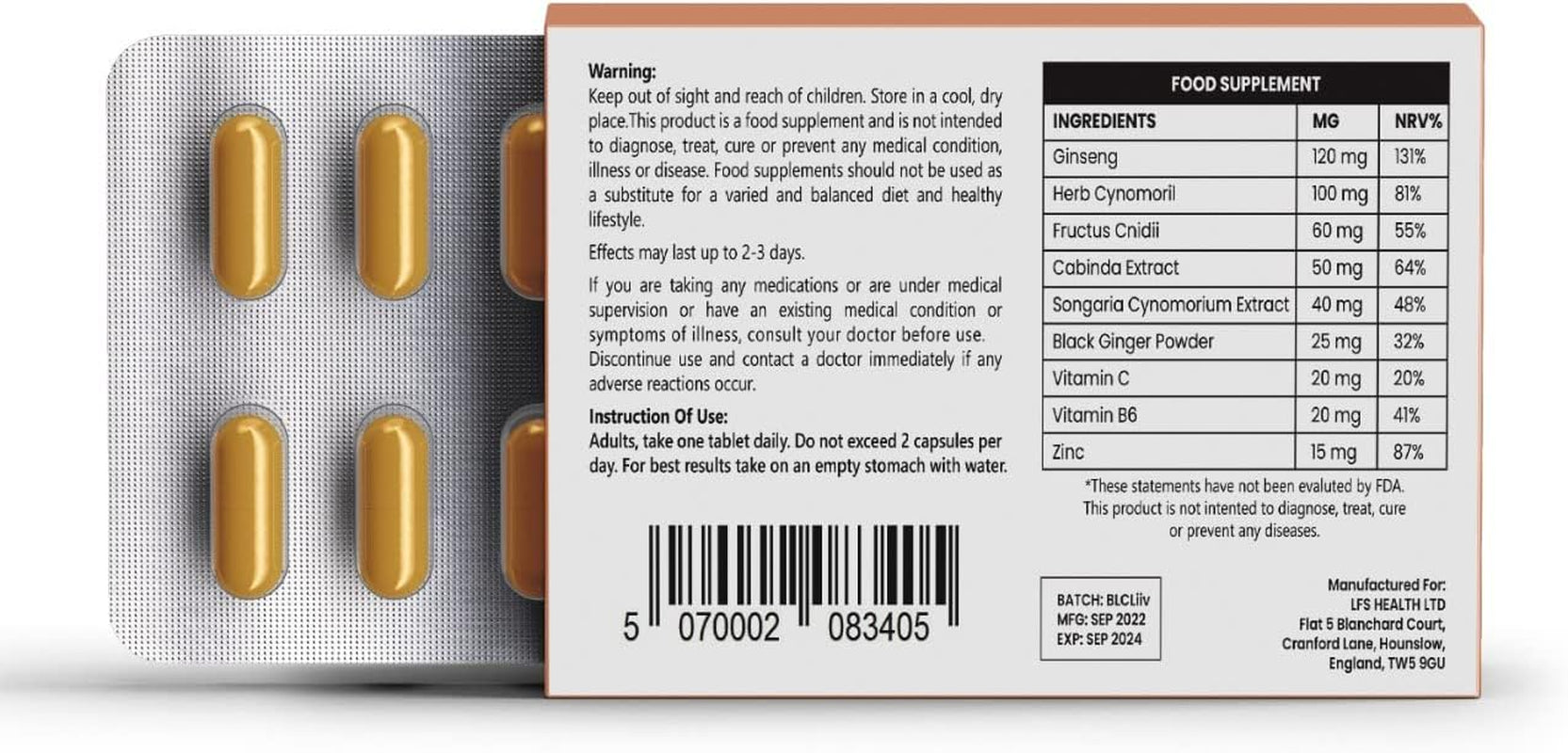 Vcare High Dose Pro Gold 500MG Strong Supplement Capsule, Immediate Effect, Maximum Duration,Enhancement Supplements Power from Nature, Herbal Active Ingredients! (Pack of 10 Capsules)