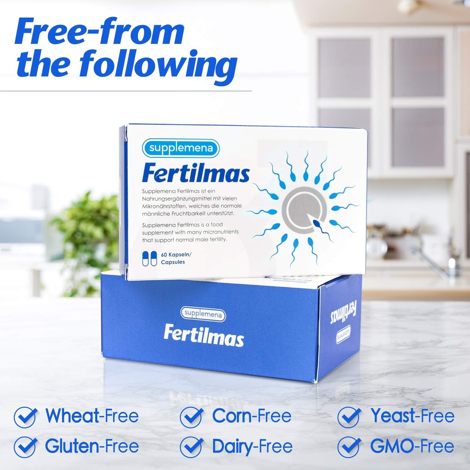 Fertilmas | Male Fertility Supplements | Support Sperm Health & Conception W/L-Carnitine, Folic Acid, Coq10, Zinc, B12, Selenium | 4 Month Supply