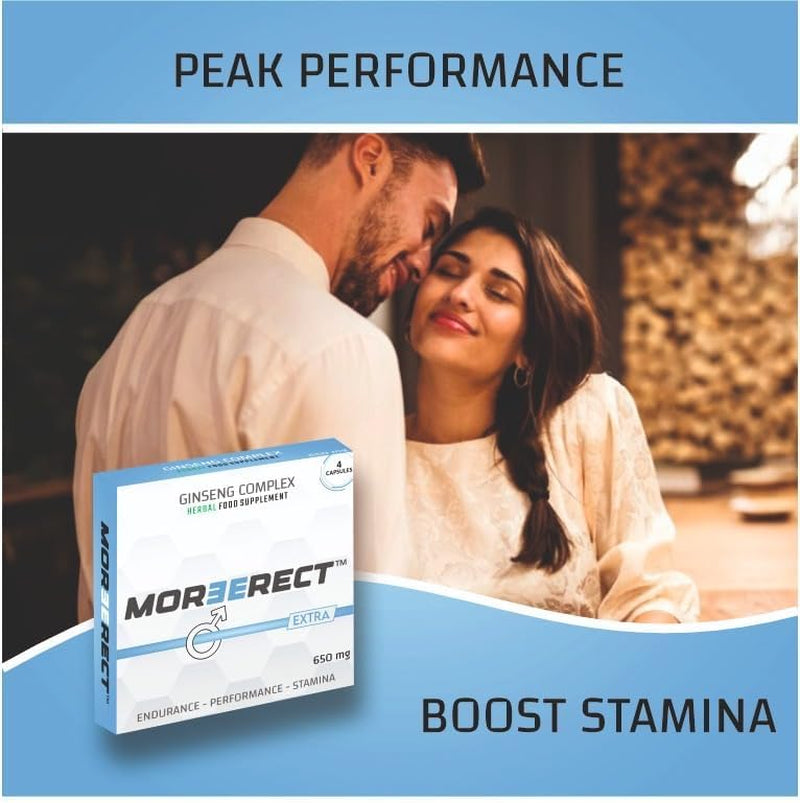 MOREERECT™ Extra - Stronger and Longer for a Confident Performer - Advanced Performance Enhancing Pills, Stamina Endurance Booster Blue Supplement Pill for Men - 4 Ginseng Capsules