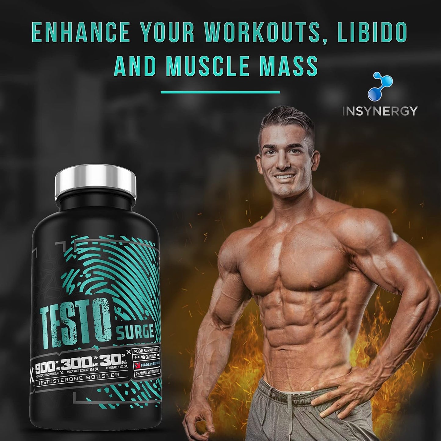 Testosterone Booster TESTO Surge | Testosterone Supplements for Men | Testosterone Boosters Muscle Growth Libido Boost Tablets 90 Vegan Capsules