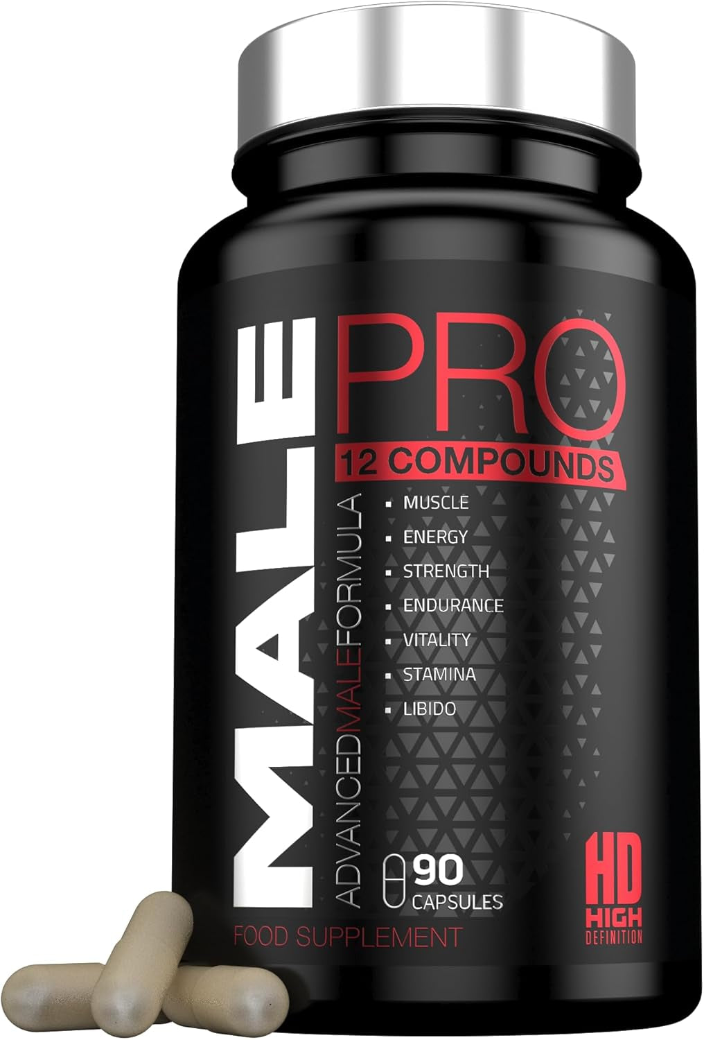 Male Pro Testosterone Booster for Men | Testosterone Supplements 12 in 1 Test Support Formula for Muscle Growth Energy Libido Enhancer | Magnesium Zinc Test Boost Supplement | 90 Vegan Capsules