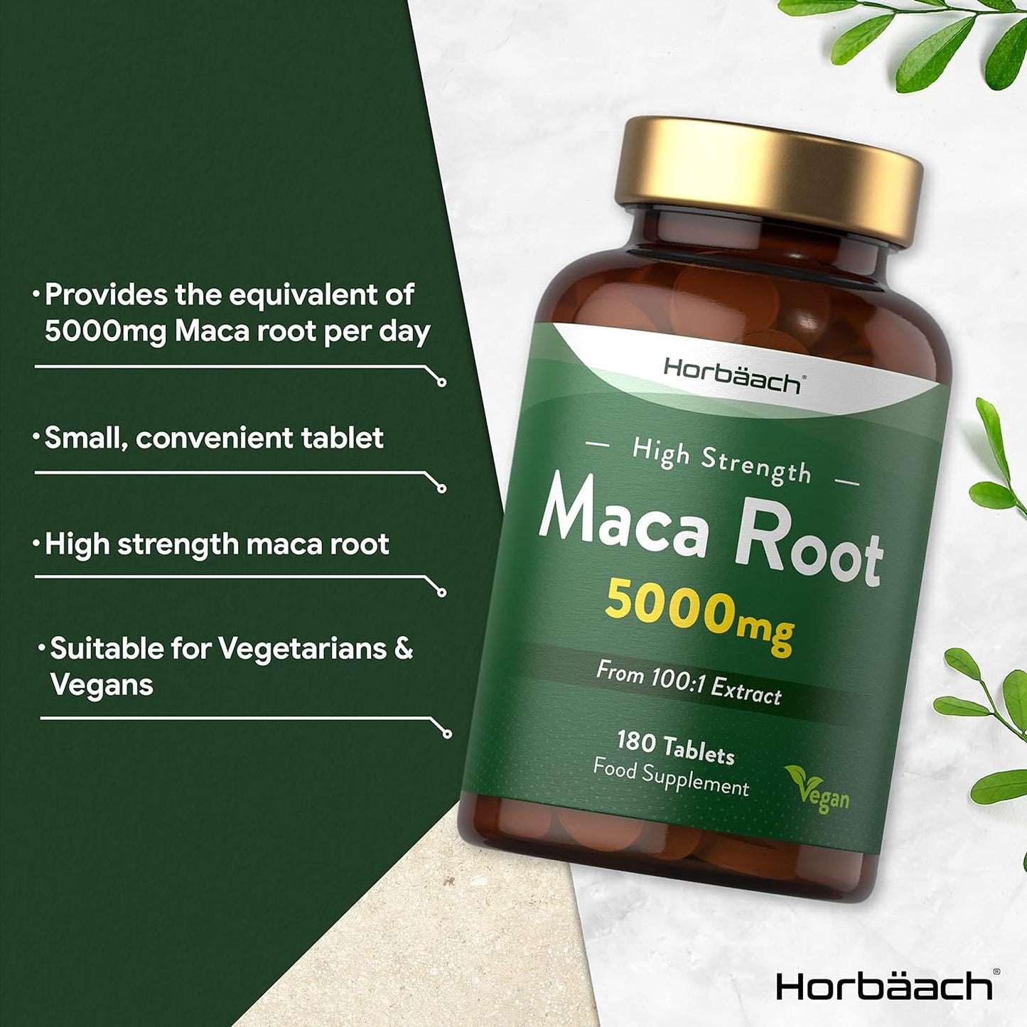 Maca Root 5000Mg | Supplement for Women & Men 180 Vegan Tablets (Not Capsules) | High Strength Peruvian Maca Root Extract | by