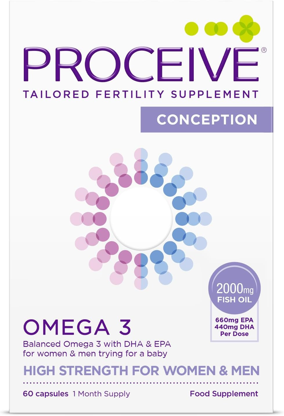 Proceive® Men Fertility Supplement for Conception - Vitamins & Minerals for Men Trying to Conceive - Selenium, Zinc, Co Q10, Vitamin D - 60 Capsules (1 Month Supply) - Vegan