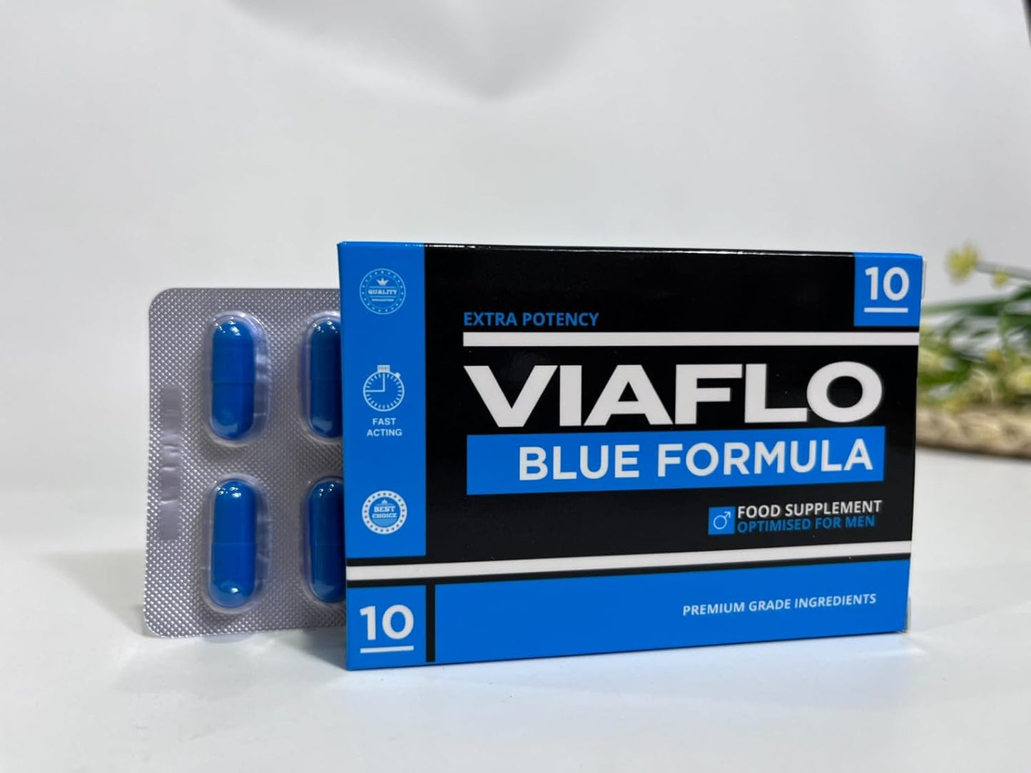 VIAFLO Blue | High Dose 900Mg Supplement, Fact Acting, Long Lasting, Exclusively for Men, Boost Stamina, Energy & Performance with Maximum Strength (10 Count)