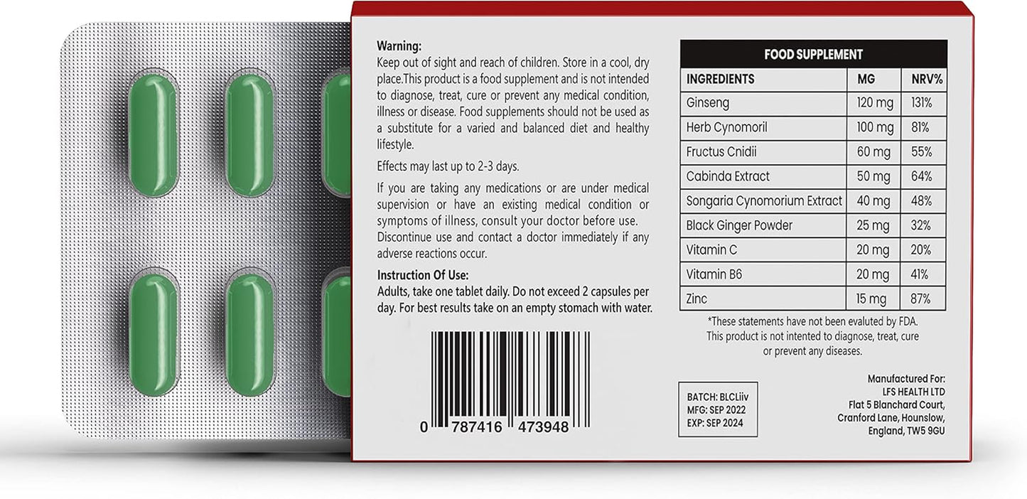 Panthexx 10 High Dose Green Capsules 500MG - Immediate Effect, Maximum Duration, Stamina Support, Energy Enhancement Supplements for Men | Power from Nature, Herbal Active Ingredients